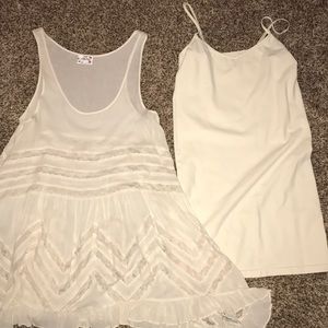 Voile and Lace Trapeze Slip - Tea